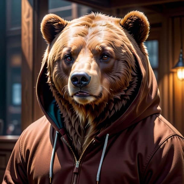 Picture of a bear in a brown hoodie