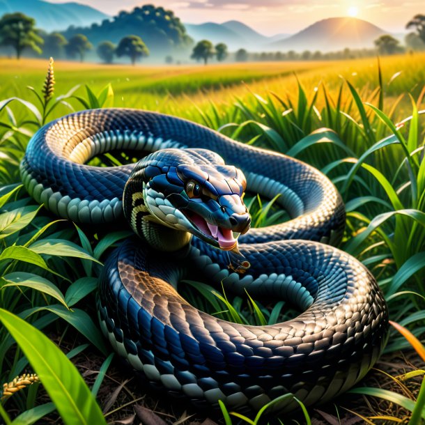 Image d'un sommeil d'un cobra dans la prairie