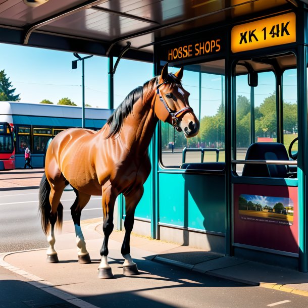 Picture of a playing of a horse on the bus stop