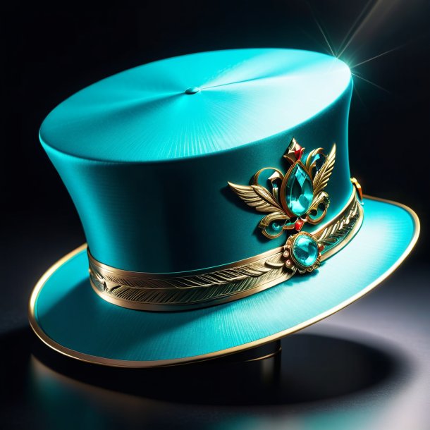 Clipart of a cyan hat from metal