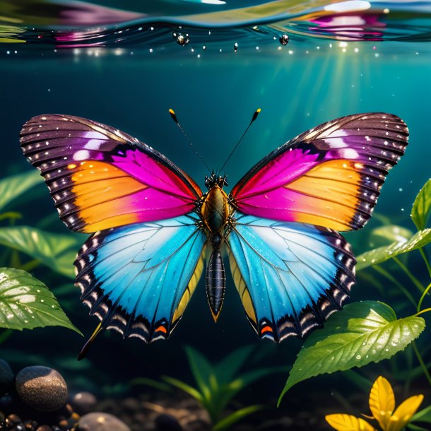 Foto de una mariposa en un abrigo en el agua