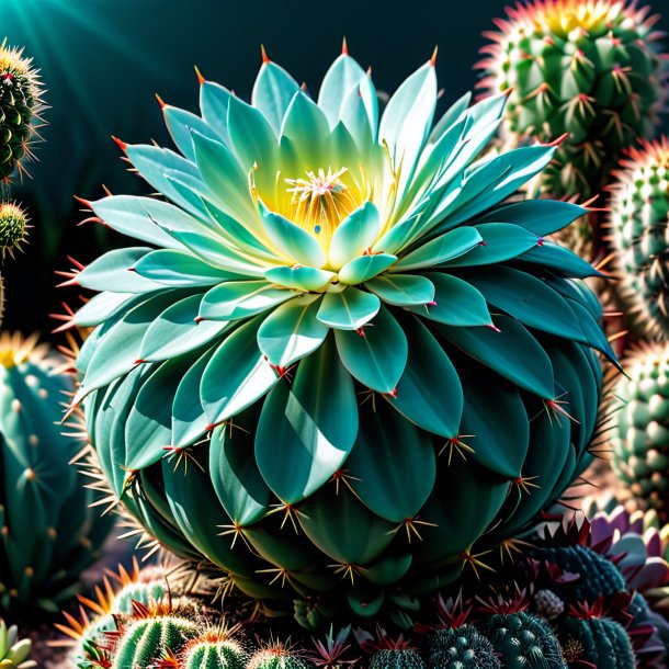 Depicting of a teal cactus