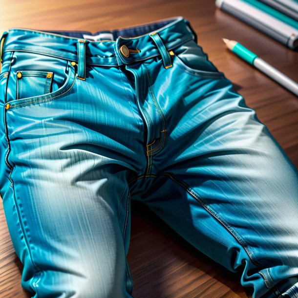Sketch de um jeans ciano do papel