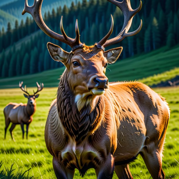 Image of a threatening of a elk on the field