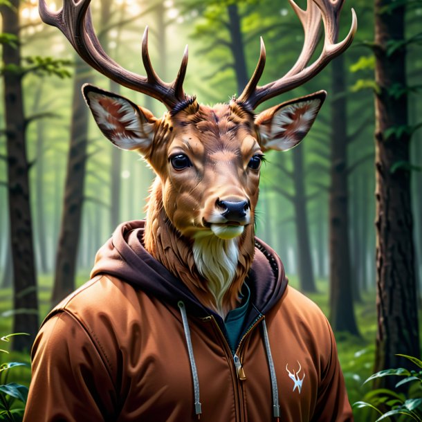 Photo of a deer in a brown hoodie