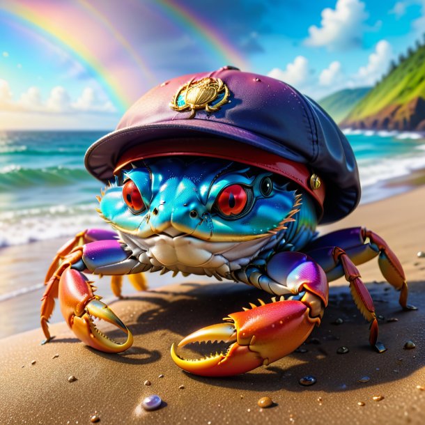 Pic of a crab in a cap on the rainbow