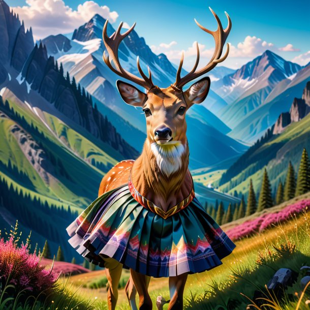 Photo of a deer in a skirt in the mountains
