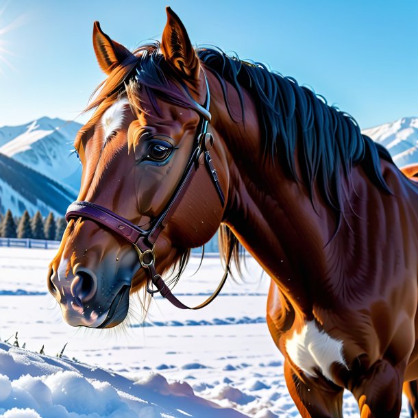 Pic of a crying of a horse in the snow