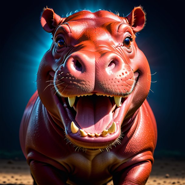 Pic d'un hippopotamus rouge souriant
