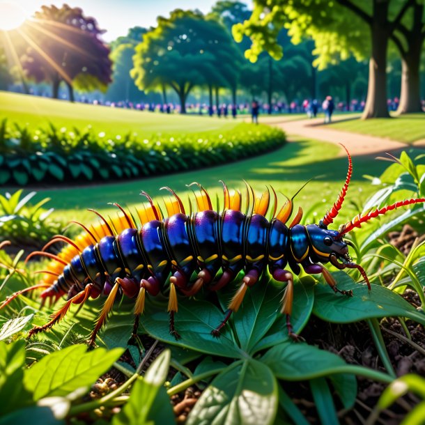 Photo of a eating of a centipede in the park