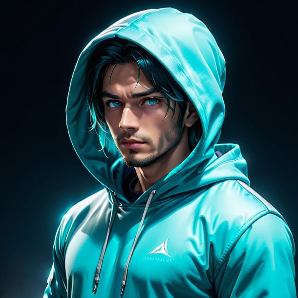 Illustration of a cyan hoodie from stone