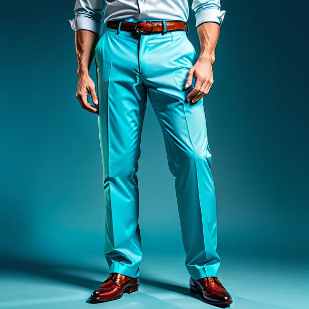 Portrait of a cyan trousers from paper