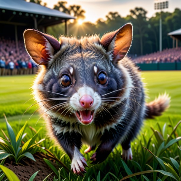 Picture of a playing of a possum on the field