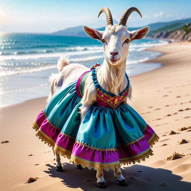 Pic of a goat in a dress on the beach