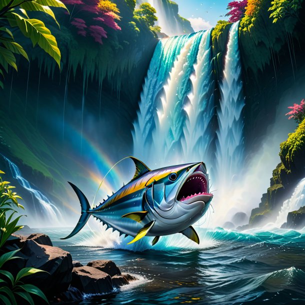 Image of a crying of a tuna in the waterfall