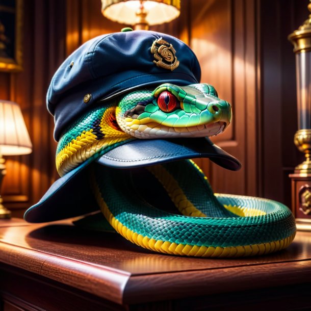 Image of a snake in a cap in the house