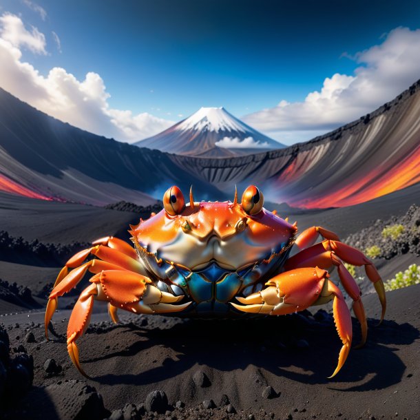 Pic of a crab in a dress in the volcano