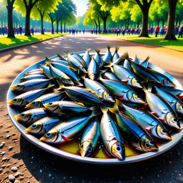 Picture of a drinking of a sardines in the park