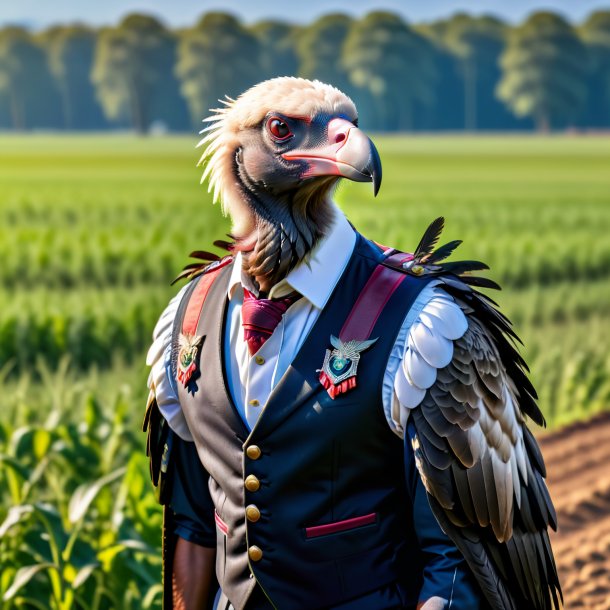 Photo of a vulture in a vest on the field
