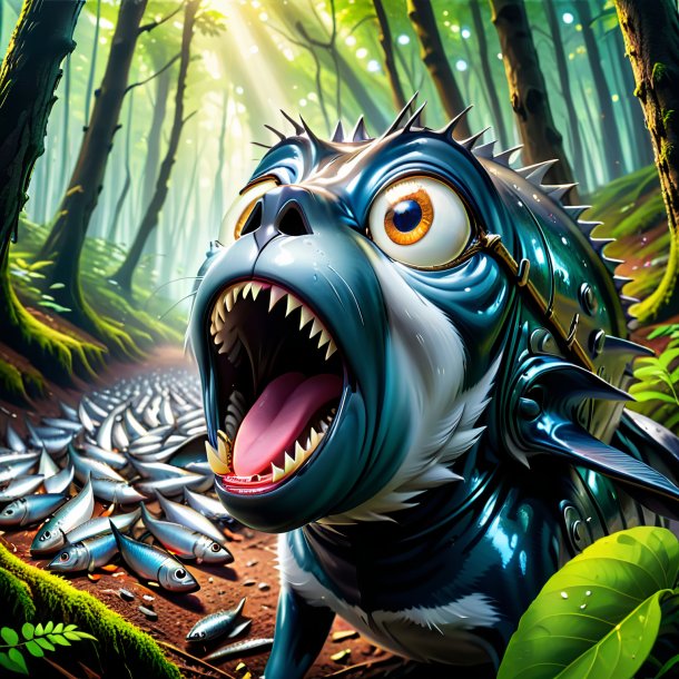 Photo of a crying of a sardines in the forest