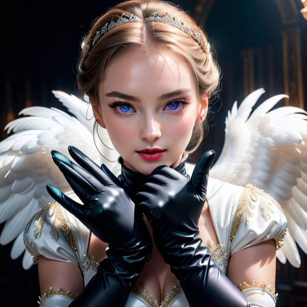 Picture of a swan in a black gloves