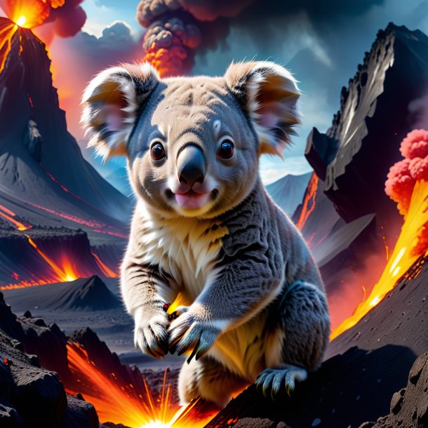 Photo of a playing of a koala in the volcano