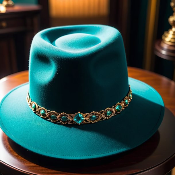 Photography of a teal hat from iron