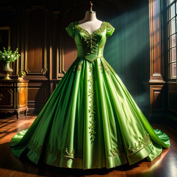 Photography of a pea green dress from iron