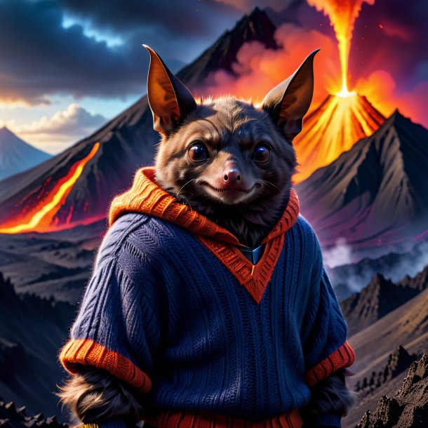 Image of a bat in a sweater in the volcano