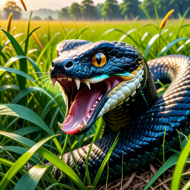 Pic of a crying of a cobra in the meadow