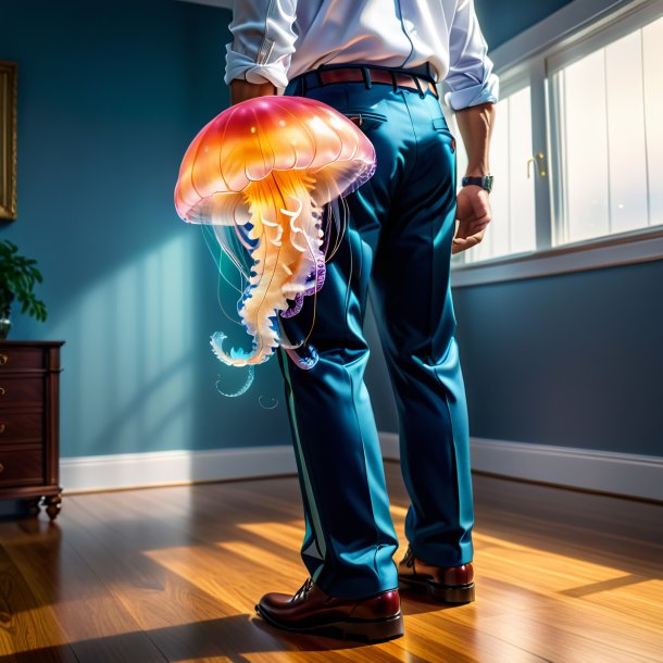Рисунок медузы в брюках дома