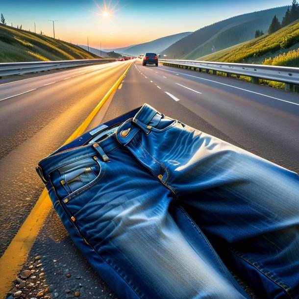 Image of a haddock in a jeans on the highway
