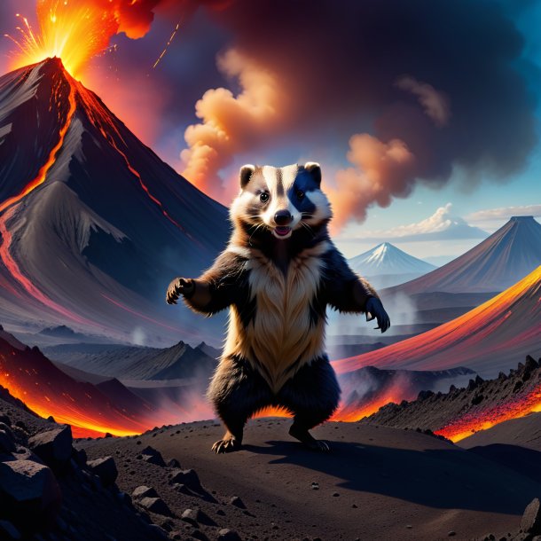 Picture of a dancing of a badger in the volcano