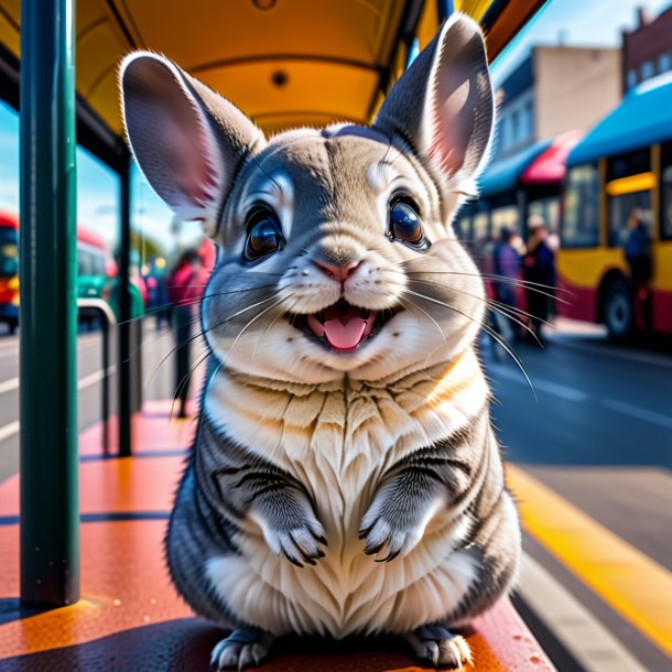 Image of a smiling of a chinchillas on the bus stop
