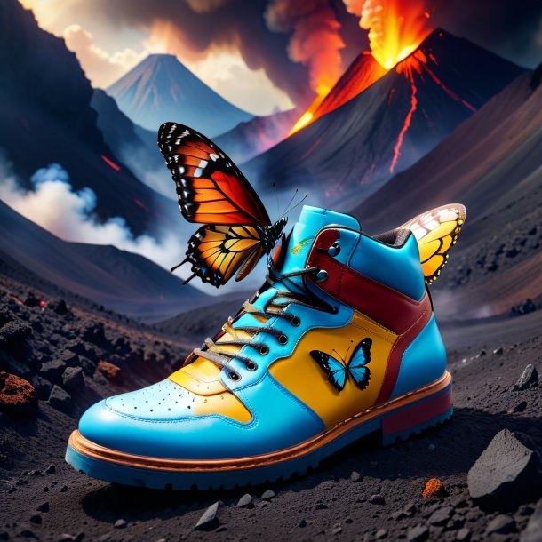 Photo of a butterfly in a shoes in the volcano