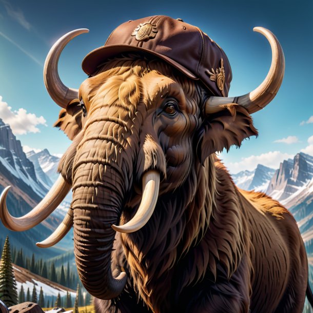 Picture of a mammoth in a brown cap