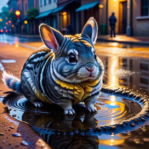 Picture of a waiting of a chinchillas in the puddle