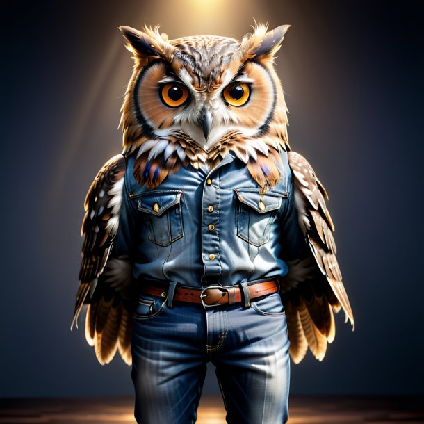 Image of a owl in a gray jeans