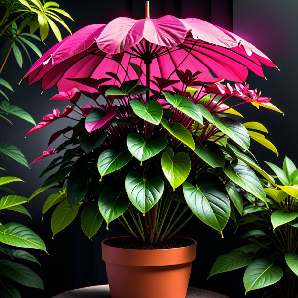 Portrayal of a hot pink umbrella plant