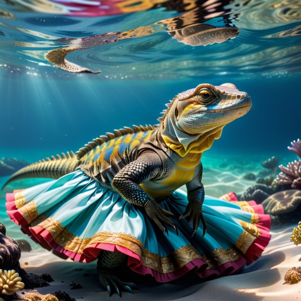 Pic of a monitor lizard in a skirt in the sea