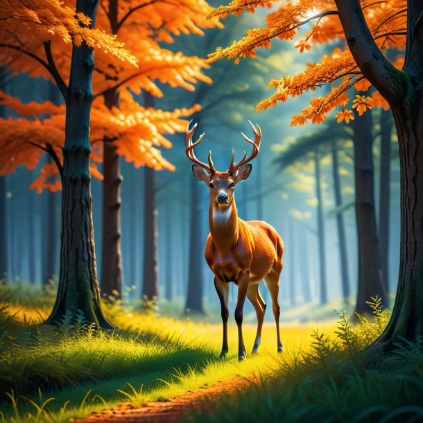 Image of a orange waiting deer