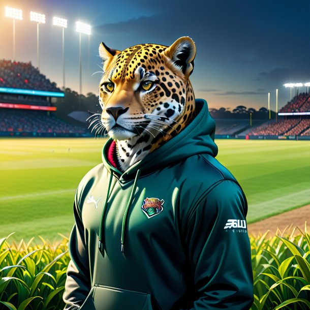 Drawing of a jaguar in a hoodie on the field