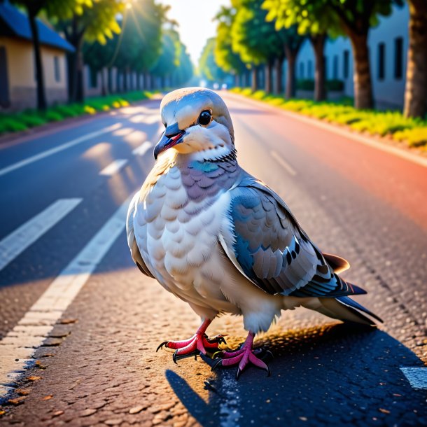Photo of a smiling of a dove on the road