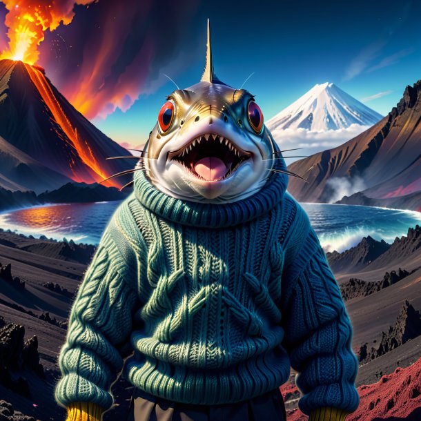 Image of a sardines in a sweater in the volcano