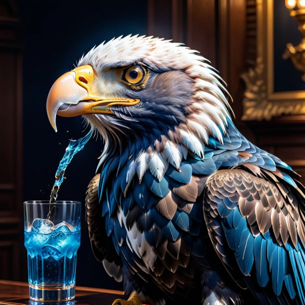 Image of a blue drinking eagle