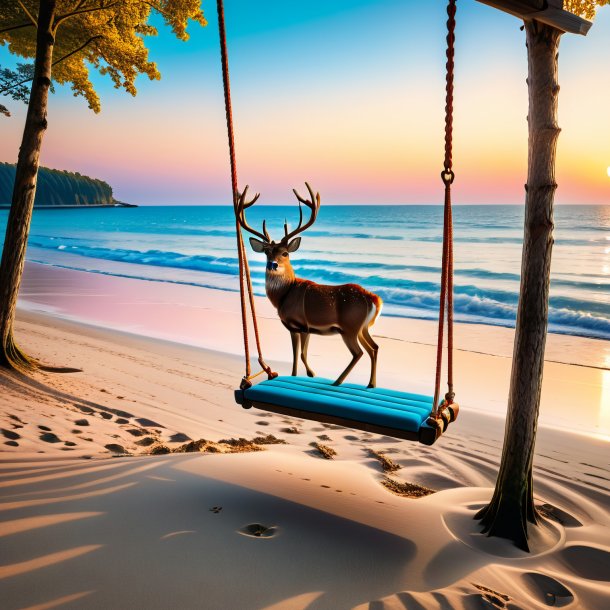 Photo of a swinging on a swing of a deer on the beach