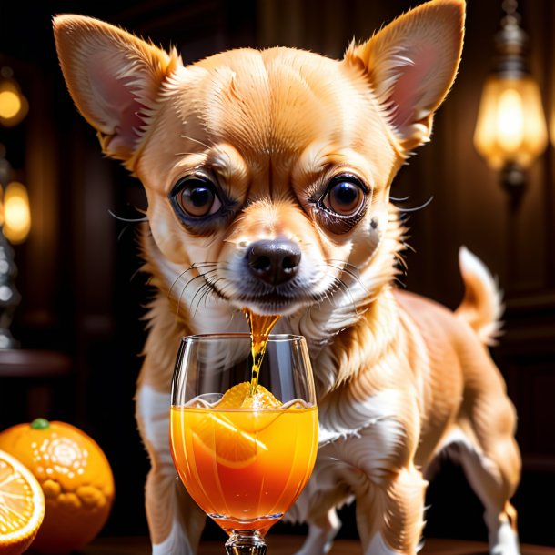 Pic of a orange drinking chihuahua