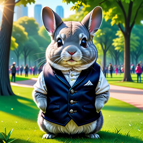 Illustration of a chinchillas in a vest in the park