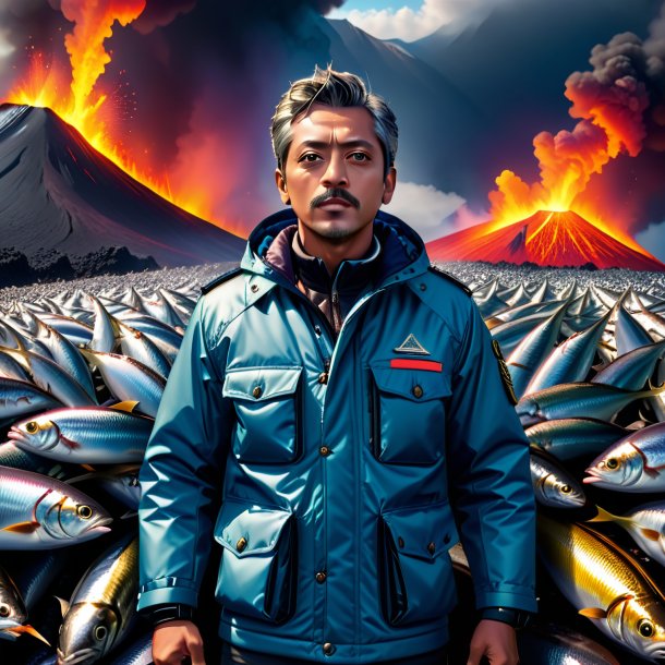 Picture of a sardines in a jacket in the volcano