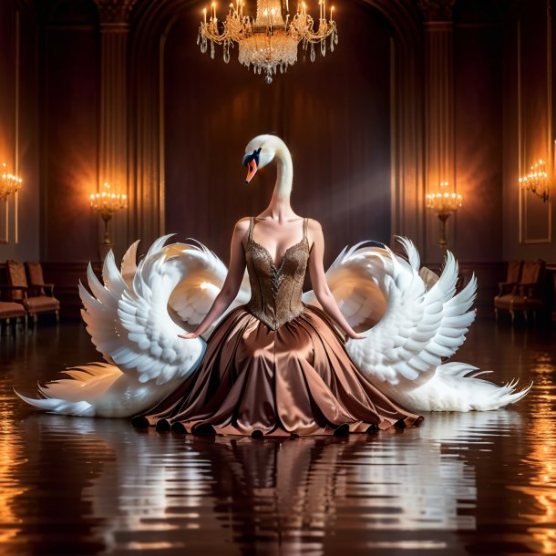 Image of a swan in a brown dress